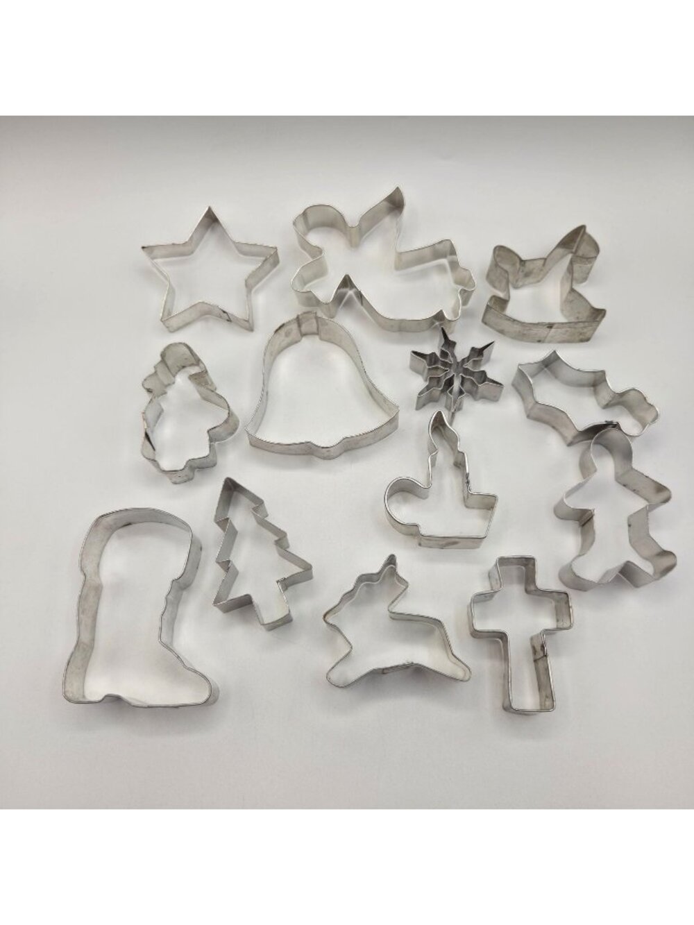 Vtg Holiday Cookie Cutters Christmas Shapes Snowflake Angel Tree Star Set of 13